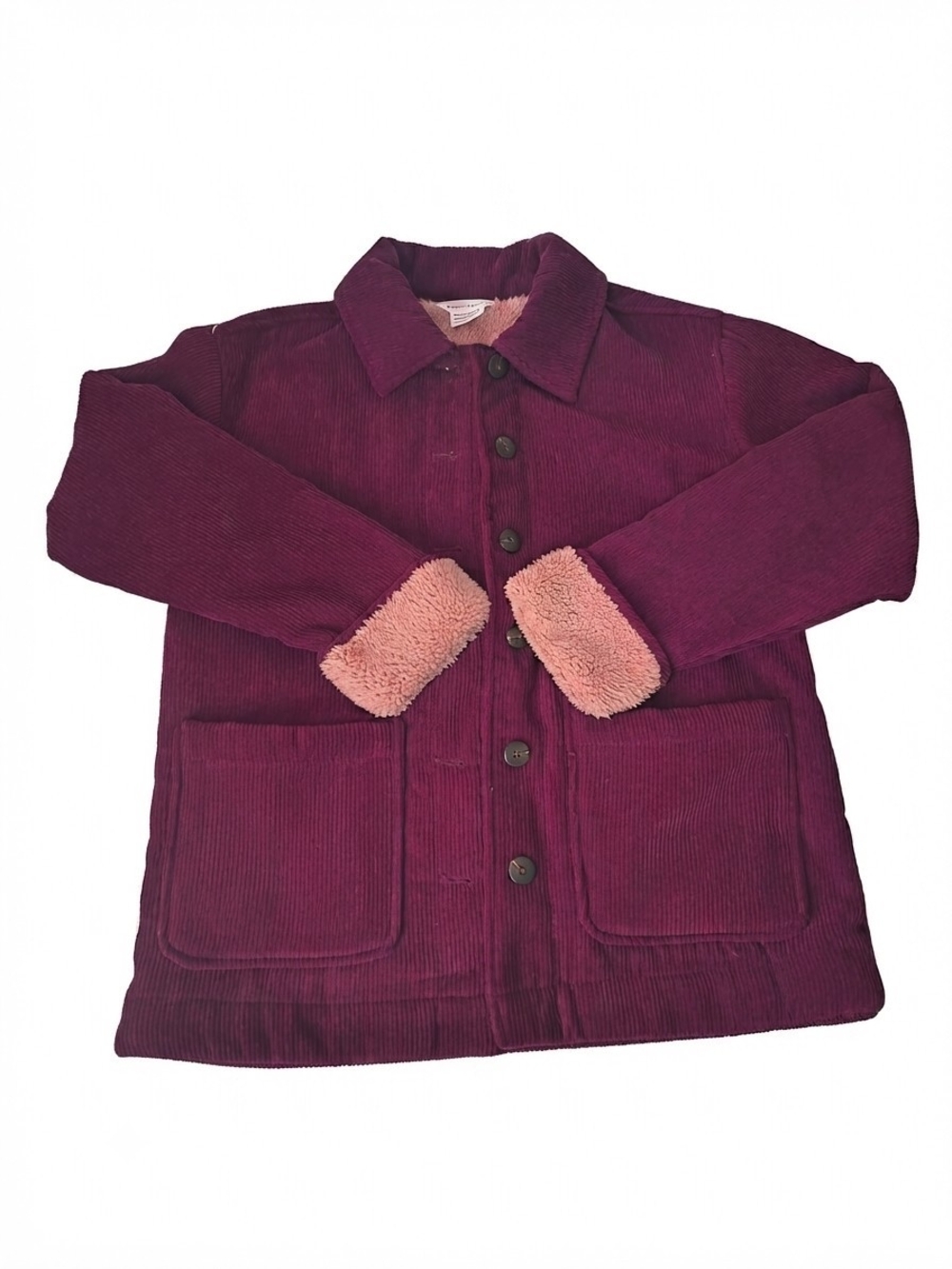 Boston Traders Corduroy Jacket with Contrast Sherpa Trim in Burgundy - Picture 2 of 10